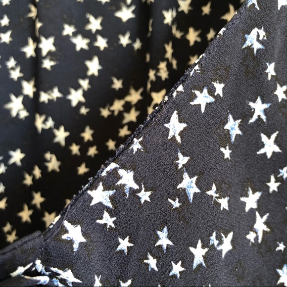 Zara Navy Blue Star Chiffon Long Sleeve Button Up Blouse Size XS - Picture 12 of 12